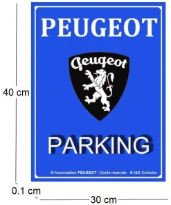 Plaque décorative en métal en relief 40 x 30 cm (Peugeot Parking)