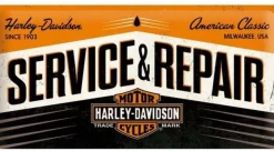 Plaque décorative en métal en relief 50 x 25 cm (Harley Davidson Service et Repair)