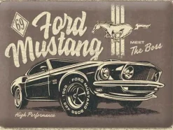 Plaque décorative en métal en relief 40 x 30 cm (Ford Mustang - The Boss)