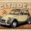 Plaque décorative en métal en relief 20 x 15 cm (Citroën - 2CV)