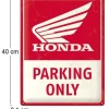 Plaque décorative en métal en relief 40 x 30 cm (Honda MC - Parking Only)
