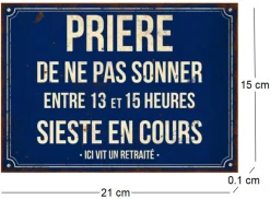 Plaque en métal humour 21 x 15 cm (Prière de ne pas sonner…)