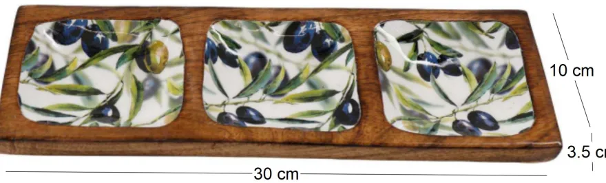 Plateau en manguier et émail Olives