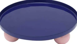 Plateau rond en métal Double Funky Large (Bleu et rose)