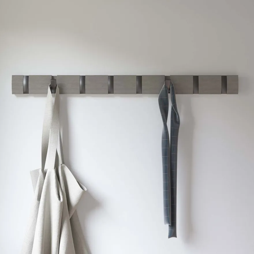 Porte manteaux Flip 8 crochets (Gris / Peuplier)