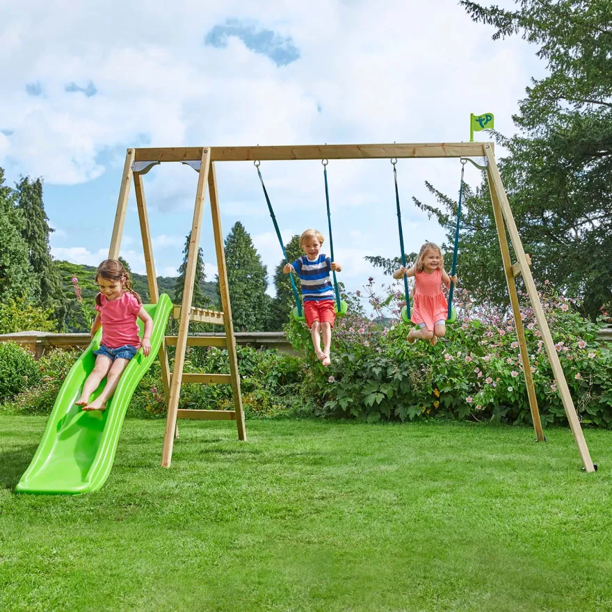 Portique avec 2 balançoires et une glissière Forest