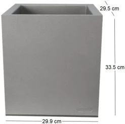 Pot en plastique carré aspect granit 30 cm (Gris clair)