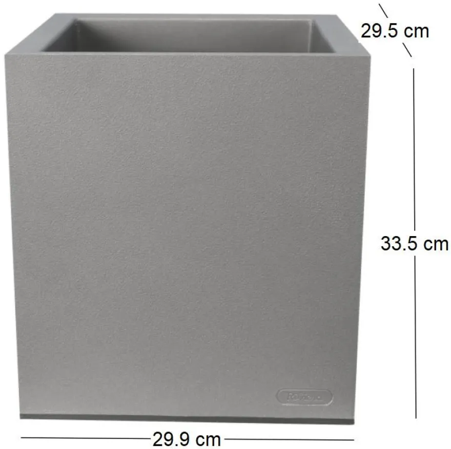 Pot en plastique carré aspect granit 30 cm (Gris clair)