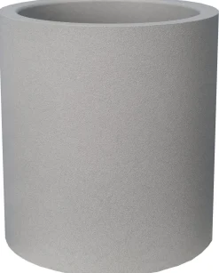 Pot en plastique rond aspect granit 40 cm (Gris clair)