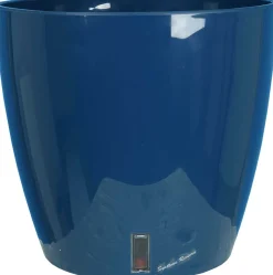Pot en plastique rond avec réserve d'eau 35 cm Eva (Bleu)