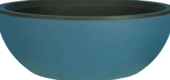 Pot en plastique rond effet granit 40 cm (Bleu)