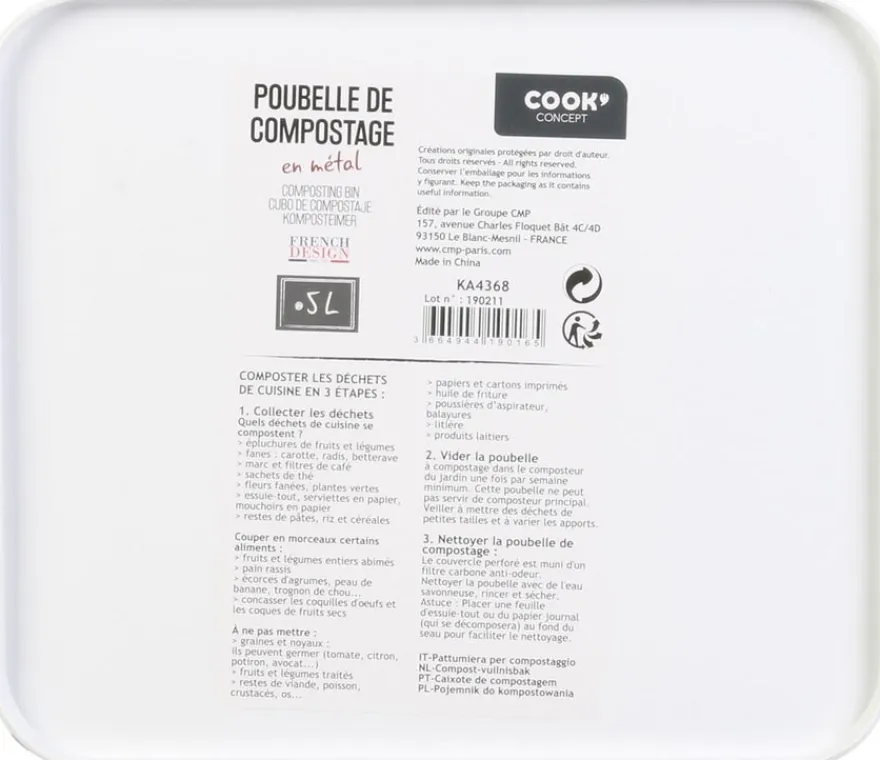 Poubelle de cuisine à compost vintage