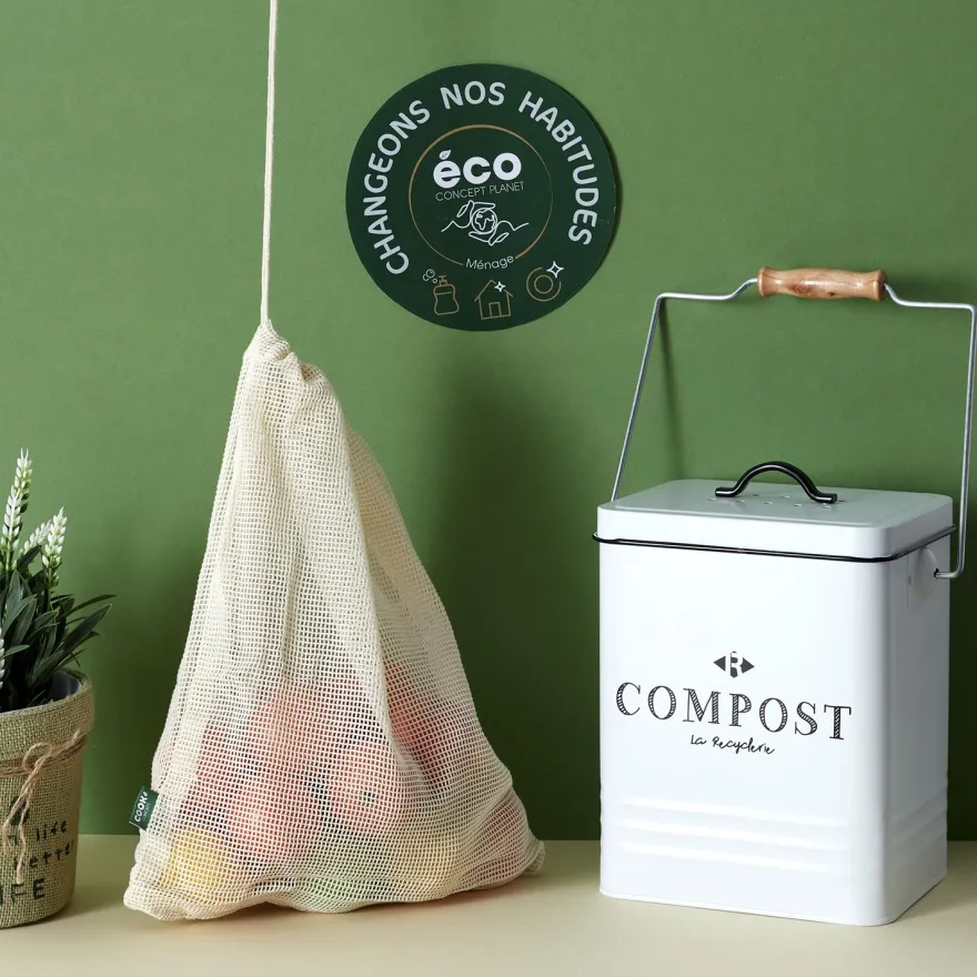 Poubelle de cuisine à compost vintage
