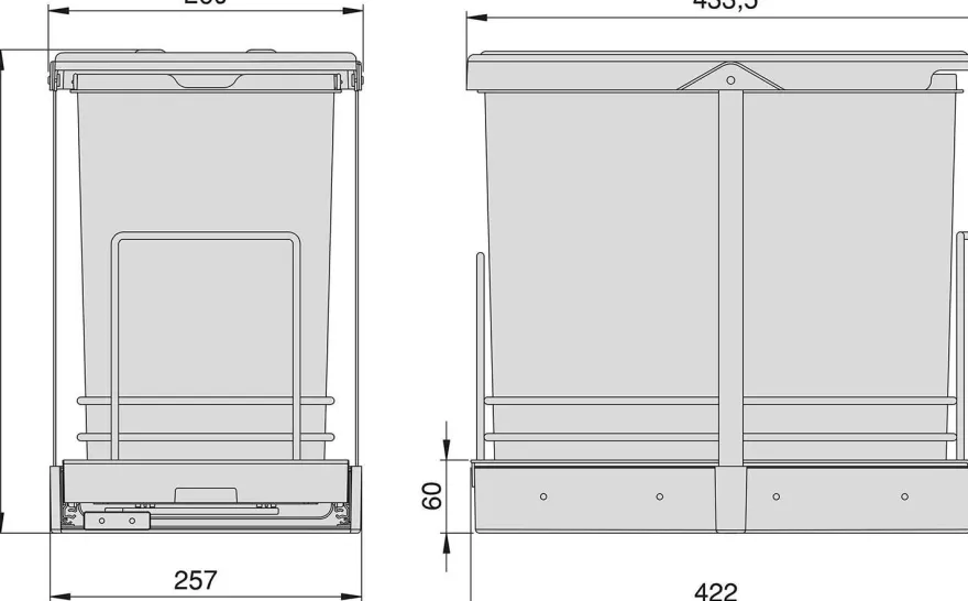 Poubelle de recyclage 2 bacs 12 litres Recycle