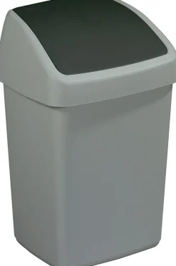 Poubelle grise avec couvercle basculant Delta (10 litres)