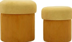 Pouf avec rangement intégré Aspen (Set de 2) (Moutarde)