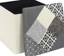 Pouf coffre pliable Patchwork gris