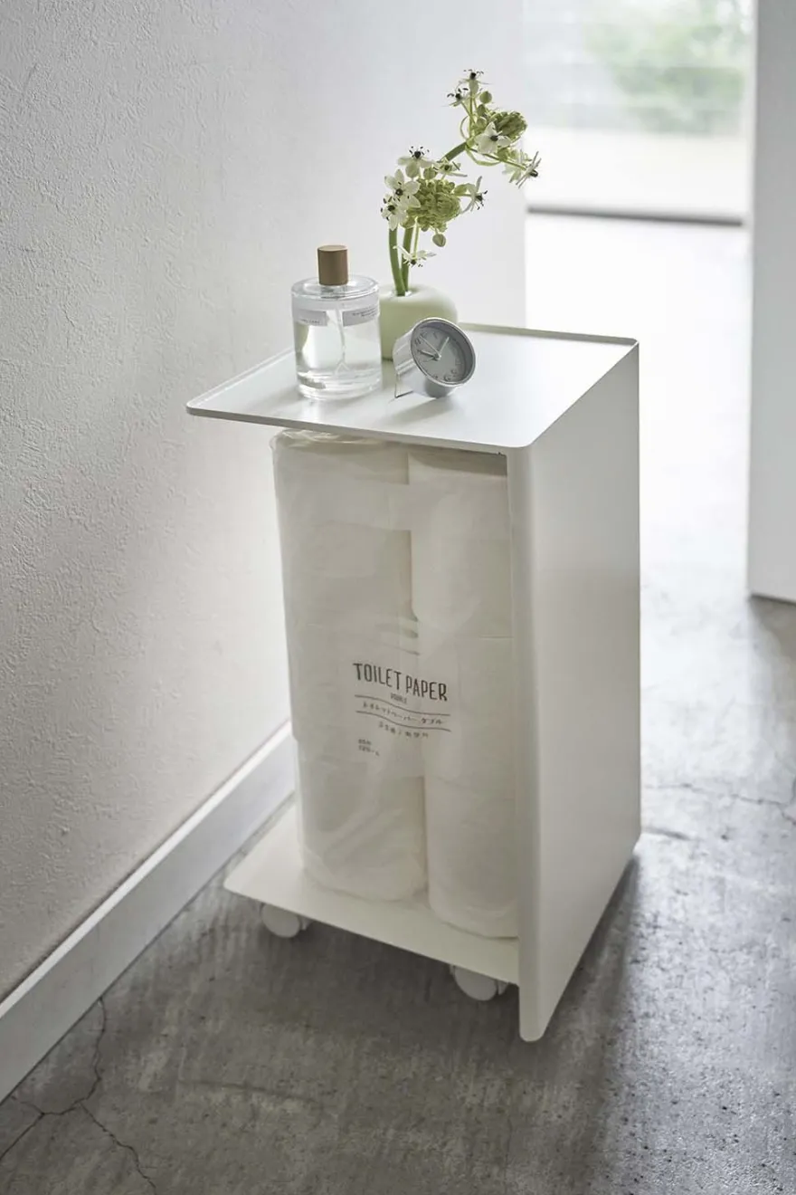 Rangement pour toilettes sur roulettes Caster (Blanc)