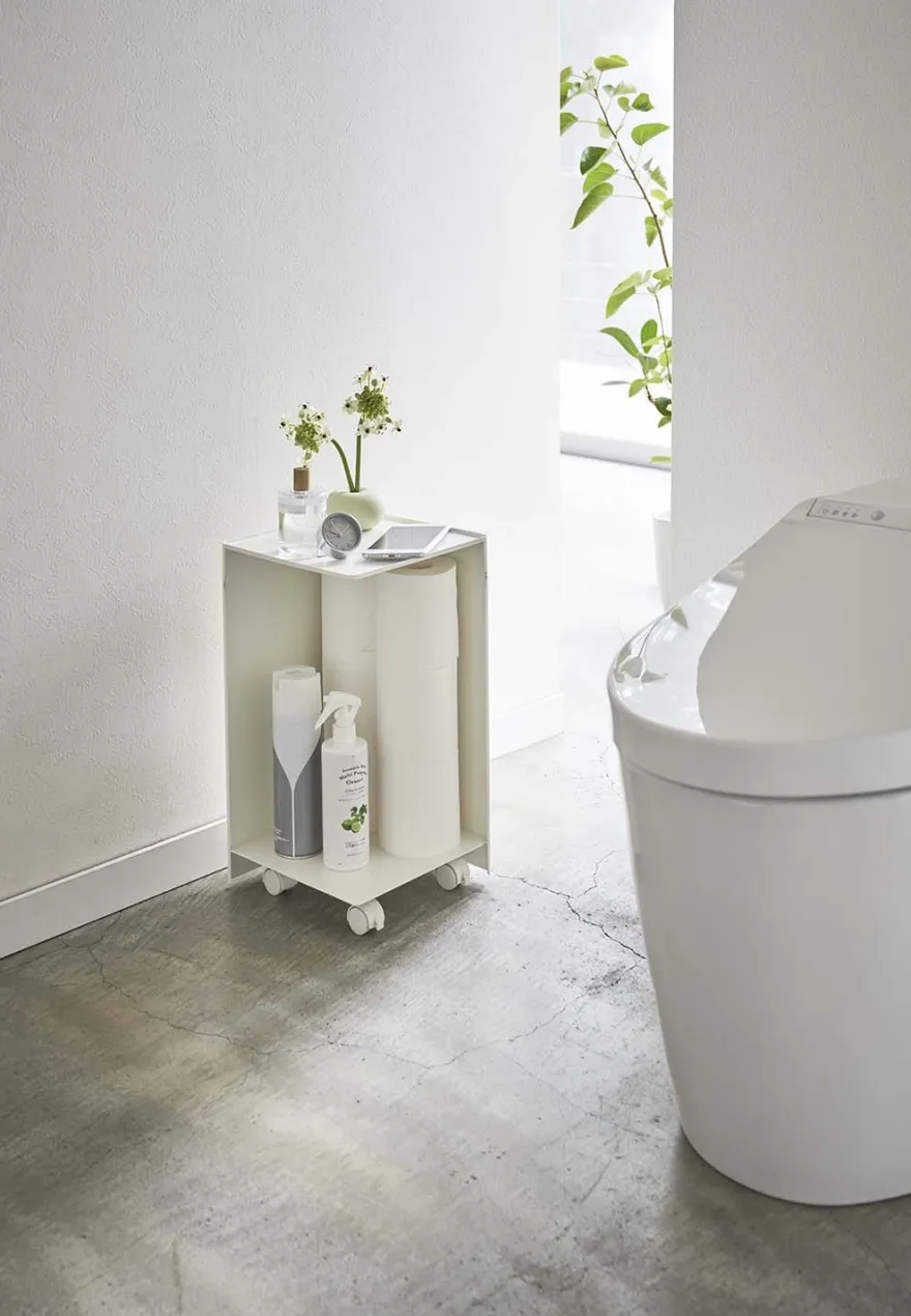 Rangement pour toilettes sur roulettes Caster (Blanc)