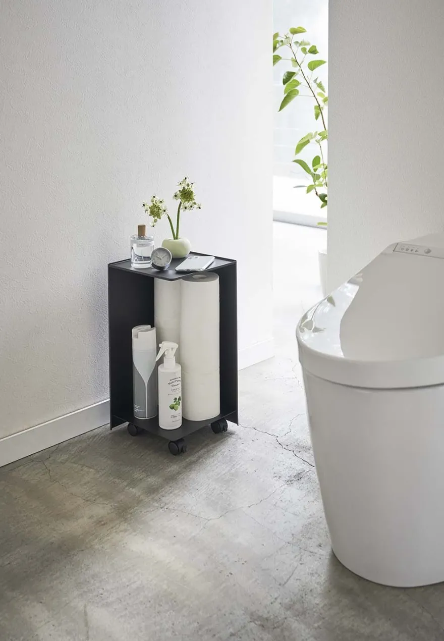 Rangement pour toilettes sur roulettes Caster (Noir)