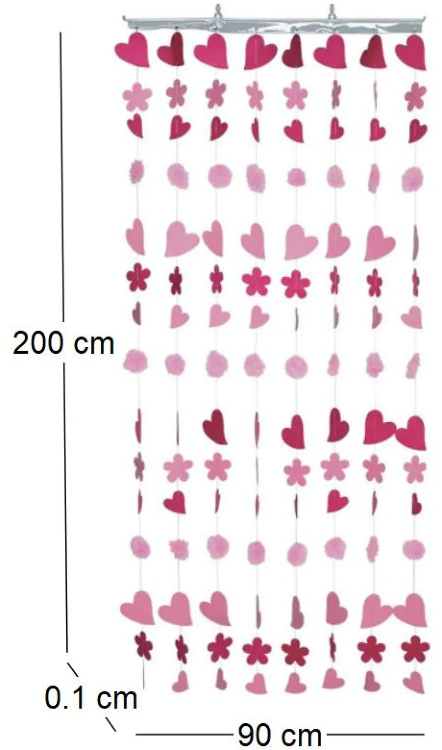 Rideau coeurs et pompons