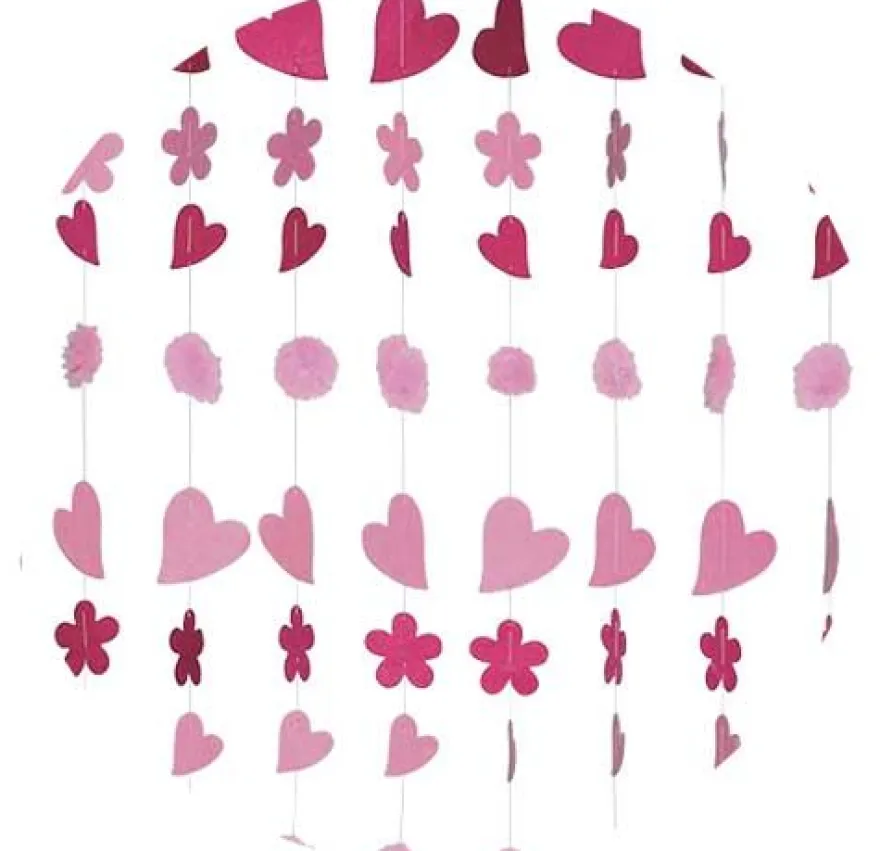Rideau coeurs et pompons