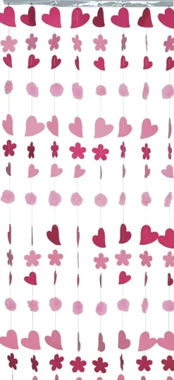 Rideau coeurs et pompons