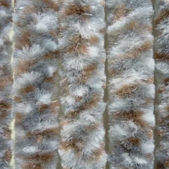 Rideau de porte en fibres synthétiques Chenilles (Chiné brun, Bleu, Blanc)