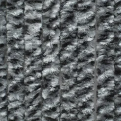 Rideau de porte en fibres synthétiques Chenilles (Chiné noir - Gris - Blanc)