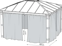 Rideaux pour tonnelle de jardin Dallas (Pour tonnelle 4 x 2 m)