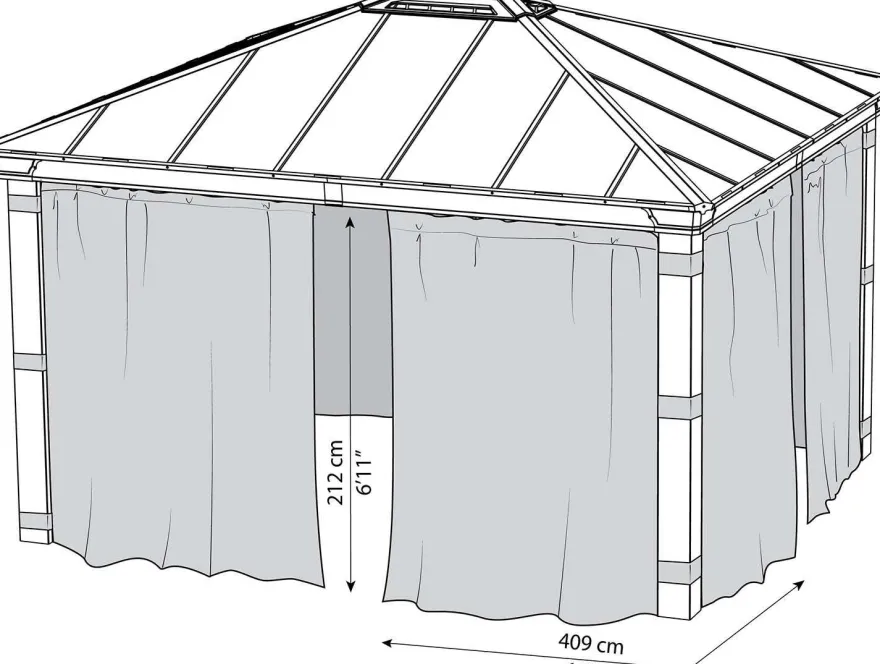 Rideaux pour tonnelle de jardin Dallas (Pour tonnelle 4 x 2 m)
