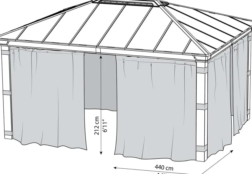 Rideaux pour tonnelle de jardin Dallas (Pour tonnelle 4.4 x 2 m)