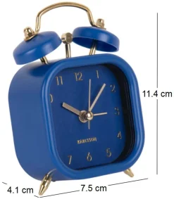 Réveil carré effet métallisé Glam Square (Bleu foncé)