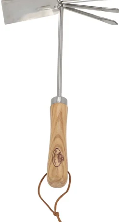 Serfouette double en acier inoxydable et bois de frêne