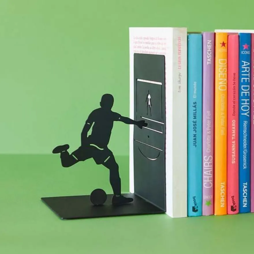 Serre-livres en métal noir Sport (Footballer)