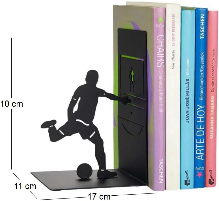 Serre-livres en métal noir Sport (Footballer)
