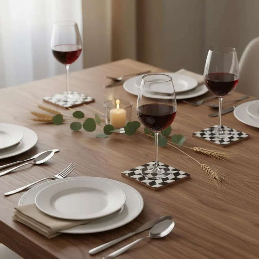 Set de 4 dessous de verre avec support