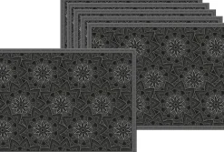 Set de table en vinyle 40 x 30 cm (Lot de 6) (Mandala noir)