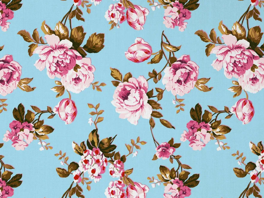 Set de table en vinyle 40 x 30 cm (Lot de 6) (Roses fond bleu)