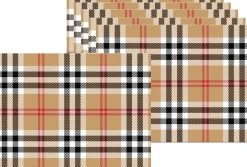 Set de table en vinyle 40 x 30 cm (Lot de 6) (Motif tartan)