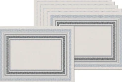 Set de table en vinyle 40 x 30 cm (Lot de 6) (Liserés bleu et noir)