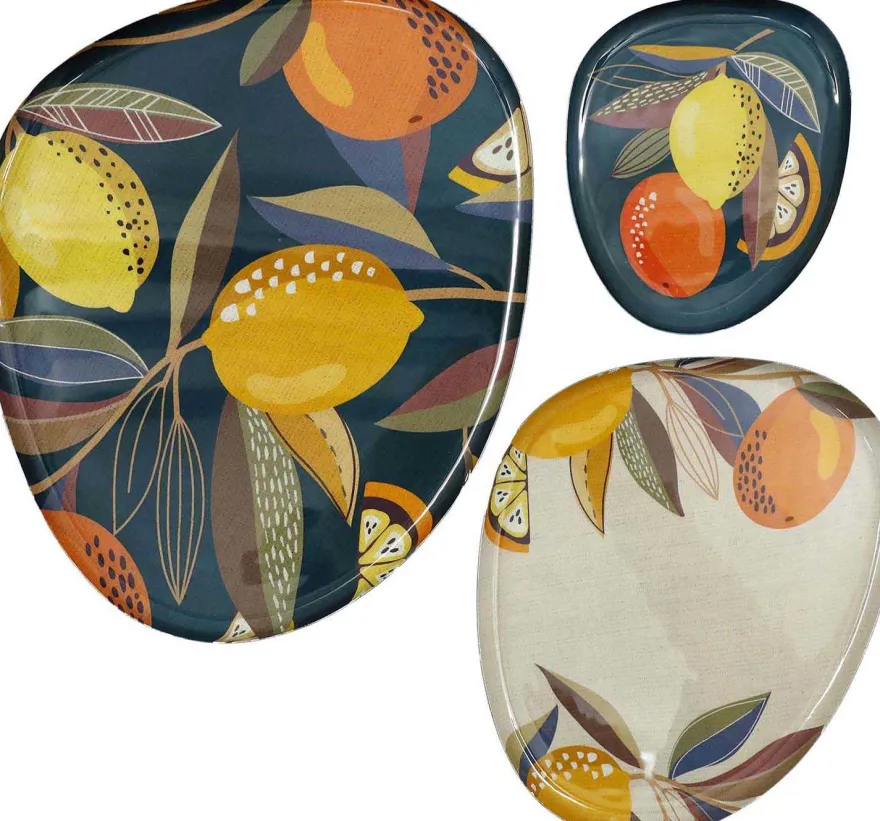 Set de 3 vide-poches en métal (Citrus ovale)