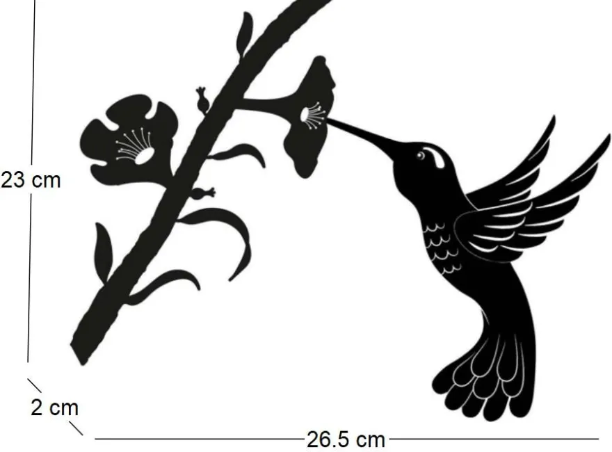 Silhouette sur pique en acier noir (Colibri)