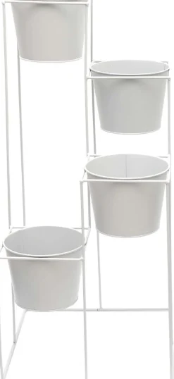 Support à plantes 4 jardinières en métal Scandi 30 x 70 cm (Blanc)