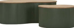 Table basse en bois d'hévéa Frankfurt (Set de 2) (Vert)