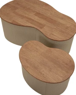Table basse en bois d'hévéa Frankfurt (Set de 2) (Beige)