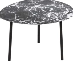 Table basse en métal imitation marbre Ovoid 67 x 60 cm (Noir)