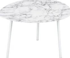 Table basse en métal imitation marbre Ovoid 67 x 60 cm (Blanc)