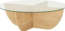 Table basse en verre et aggloméré Lily (Chêne)