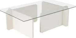 Table basse en verre et aggloméré Flavio (Blanc)